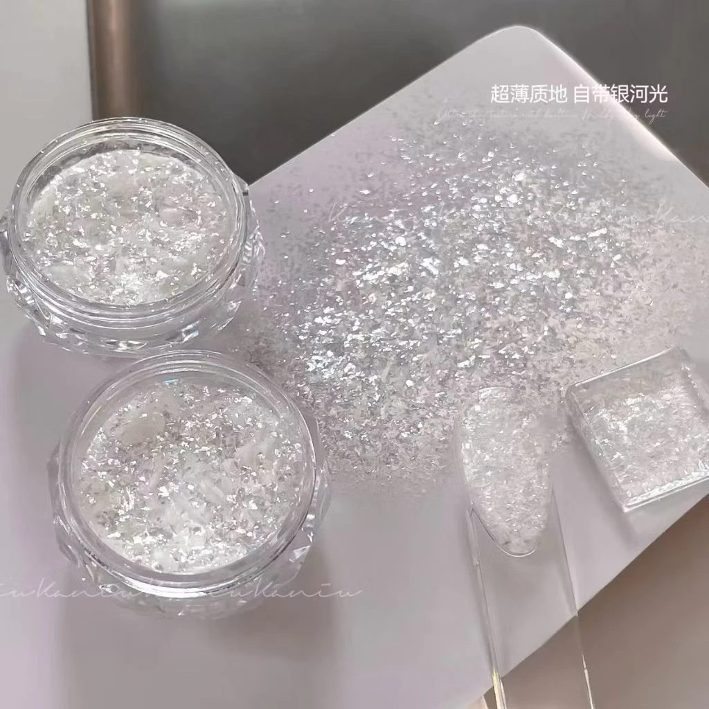 Nhũ tuyết trang trí móng màu trắng làm nail dạng hũ