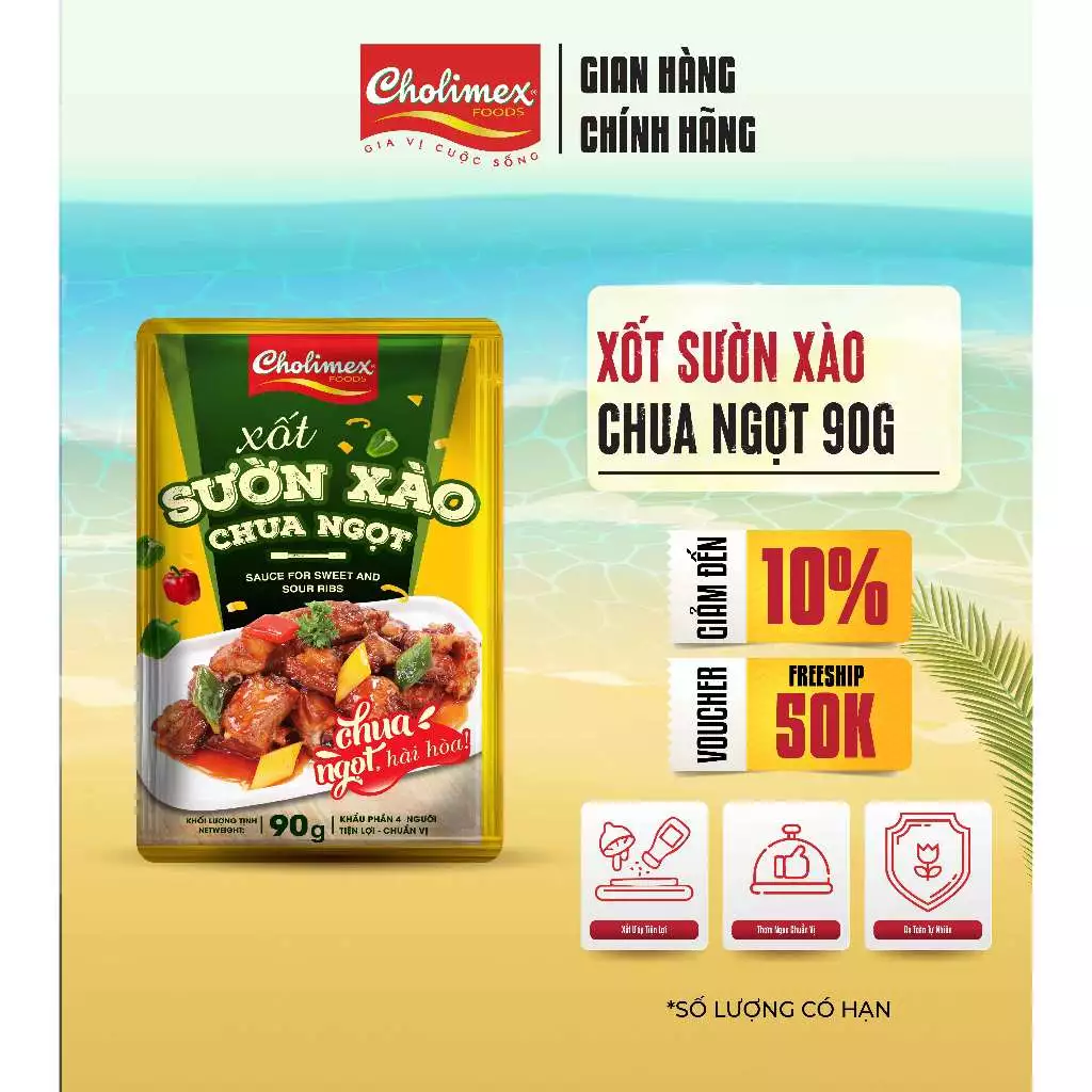 Xốt Sườn Xào Chua Ngọt CHOLIMEX 90g - Gia Vị Làm Sườn Xào Siêu Nhanh Siêu Chuẩn Vị
