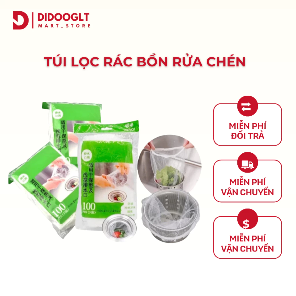 [Set 5 Túi] Túi Lọc Rác Bồn Rửa Chén DIDOOGLT - Túi Lưới Lọc Rác Thông Minh Tiện Lợi