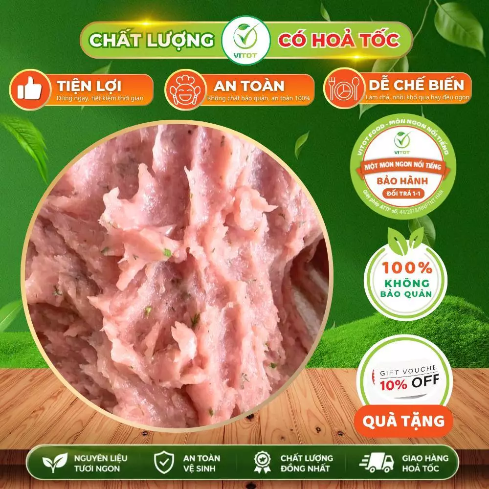 Thịt Cá Thác Lác Đặc Sản Hậu Giang VITOT Thịt Cá Nguyên Chất, Chiên Vàng Vừa Dai Vừa Ngon