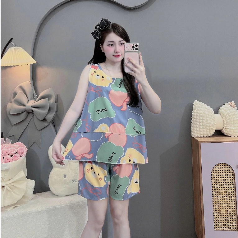 (Đủ size đến 100kg)Bộ đồ bầu bigsize chất lanh lụa dáng đùi cực mát