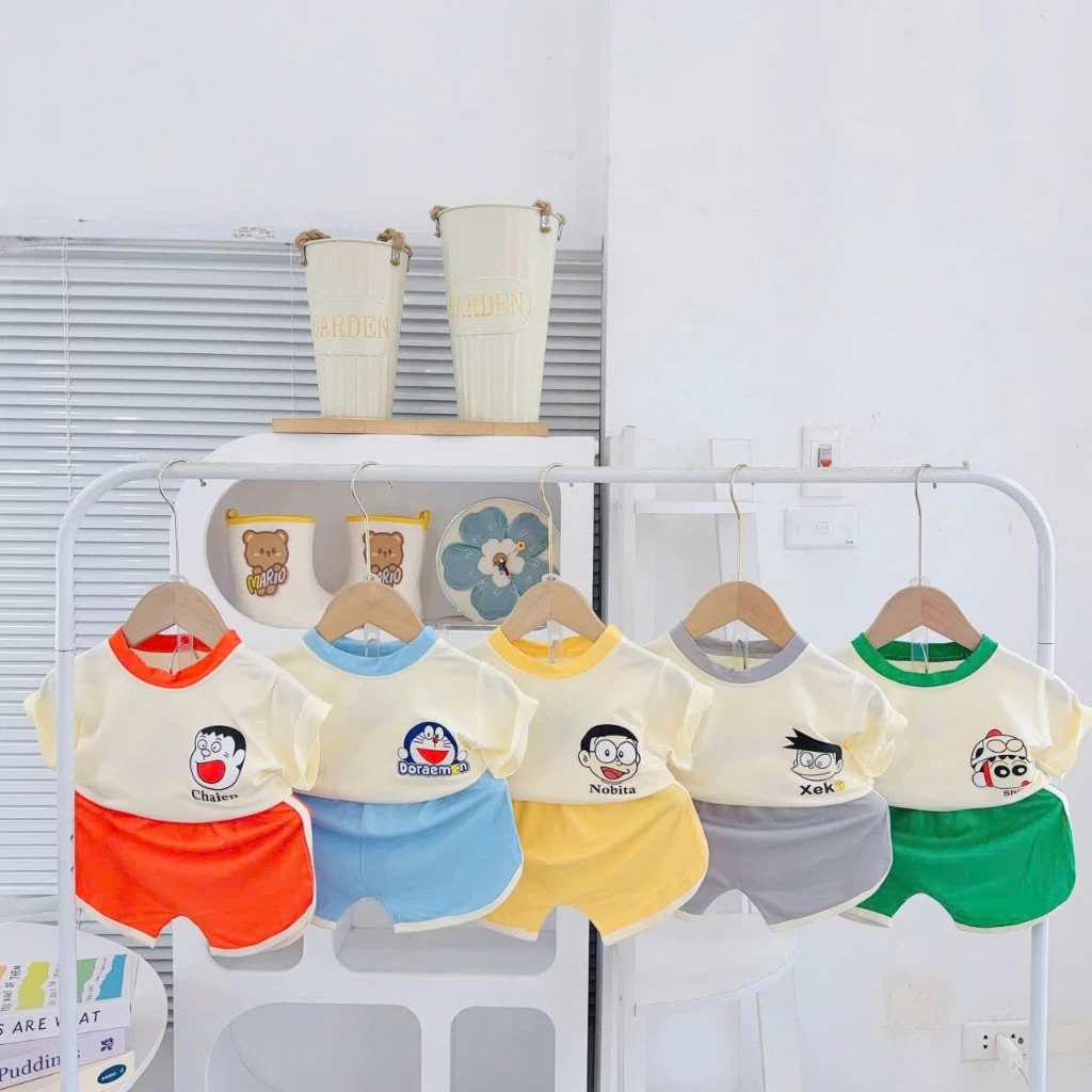 Bộ thun lanh cộc tay cho bé trai và bé gái , in hình ngộ nghĩnh vải mềm mát mặt hè có size từ 6-23kg