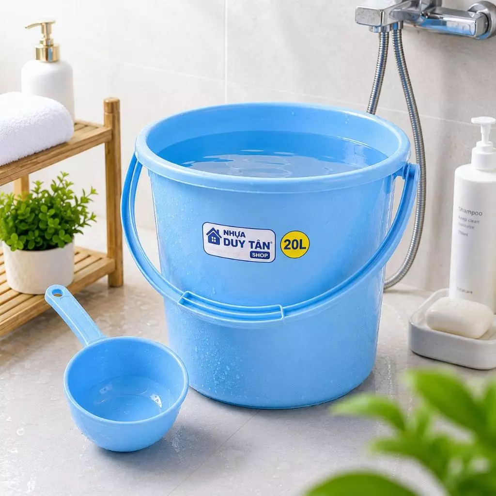 Xô Nhựa Tròn Duy Tân Có Nắp Quai Xách Cách Nhiệt Bền Đẹp (4L-20L) - Thùng Đựng Nước Nhựa PP