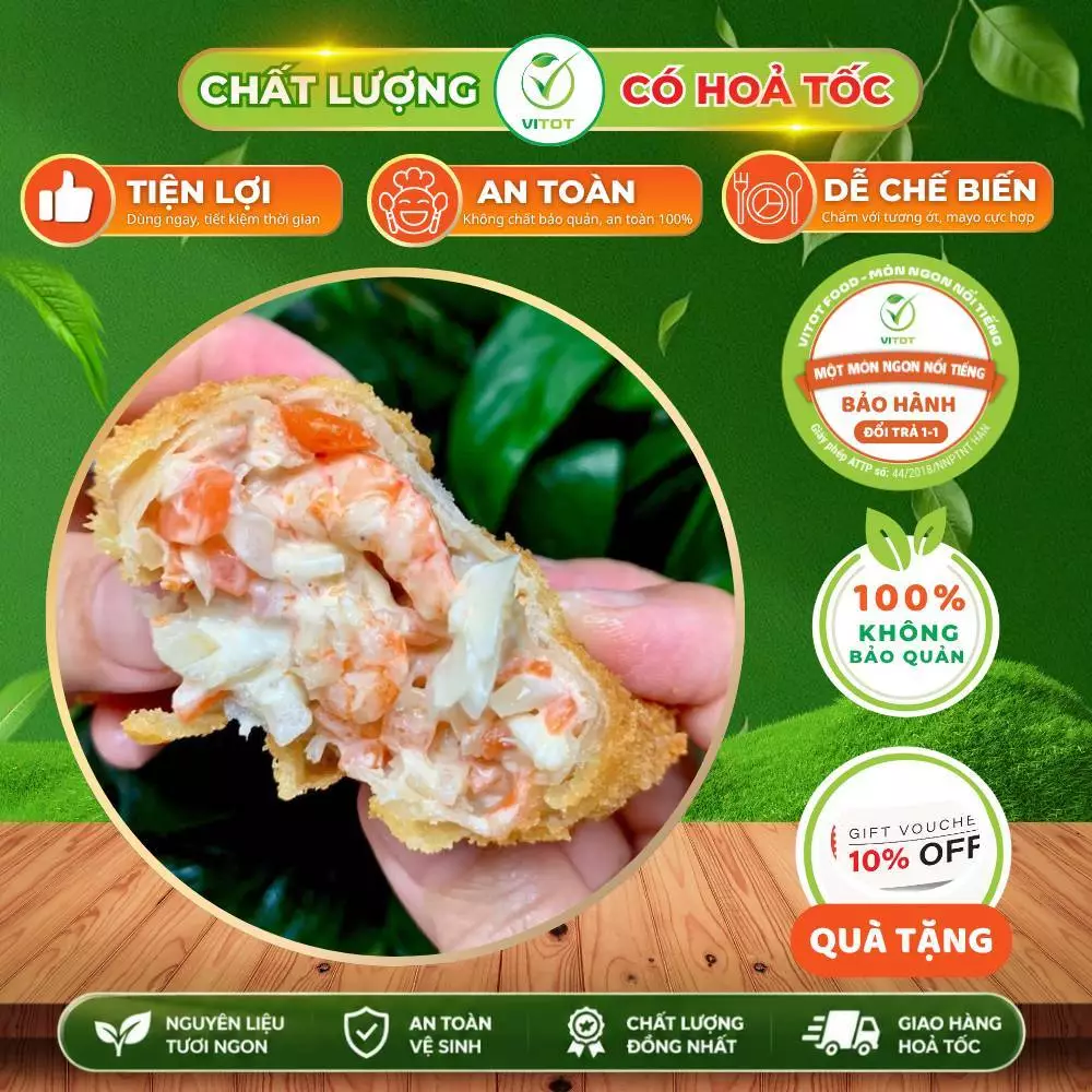 Nem Hải Sản Kem Tươi Đặc Biệt VITOT Thơm Ngon Giòn Rụm, Béo Ngậy