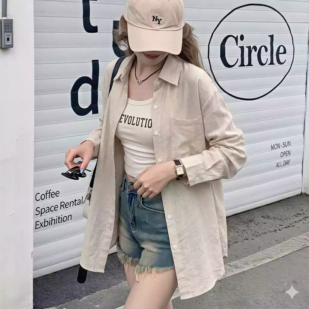 Áo Sơ Mi Đũi Nữ Oversize Thanh Lịch