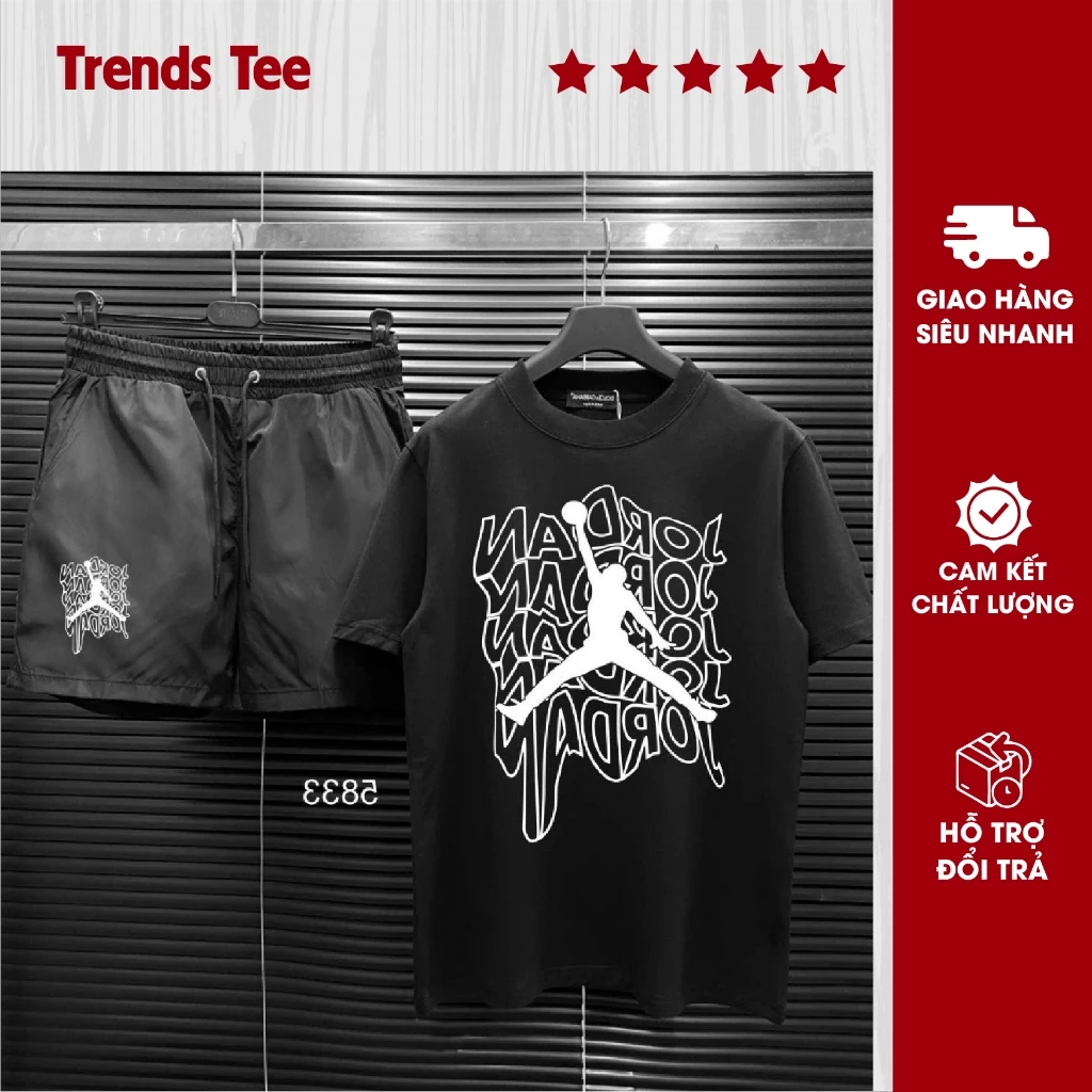 Tổng Hợp Set Bộ Nam Nữ Form Rộng Áo Cotton 100% & Quần Short Gió Nhăn Cao Cấp In Hình Dóc Đan