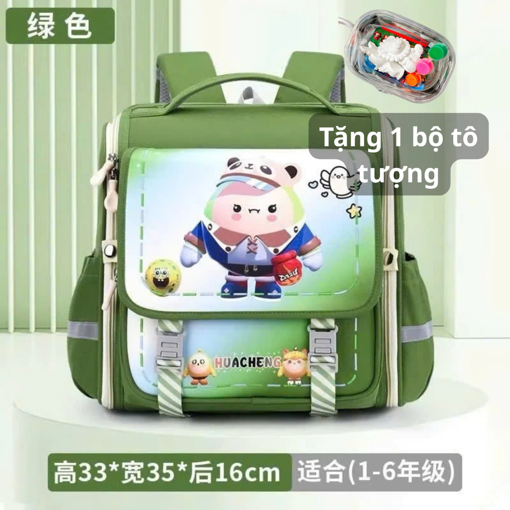 Balo chống gù cho bé bản vuông siêu nhẹ, chống gù, chống nước cho bé trai, bé gái lớp 1-5