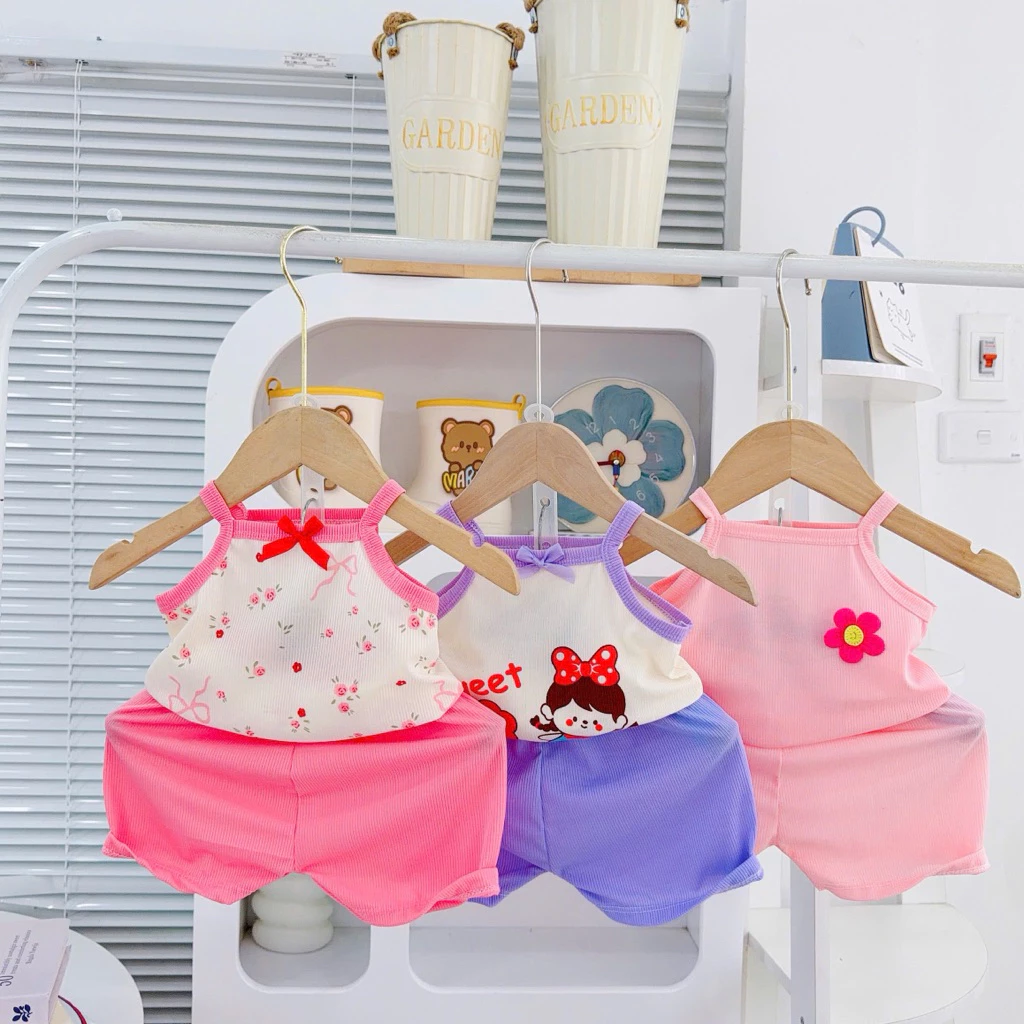 {Mã mới} Bộ 2 dây tăm lạnh cho bé gái mềm mịn thoáng mát 6-16kg