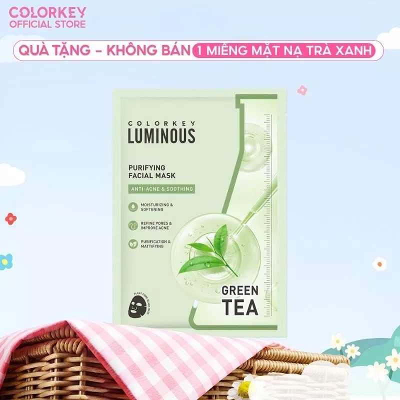 [QUÀ TẶNG - KHÔNG BÁN] 1 Miếng Mặt Nạ Trà Xanh Colorkey Luminous BHA Hỗ Trợ Giảm Dầu Mụn 25ml/miếng