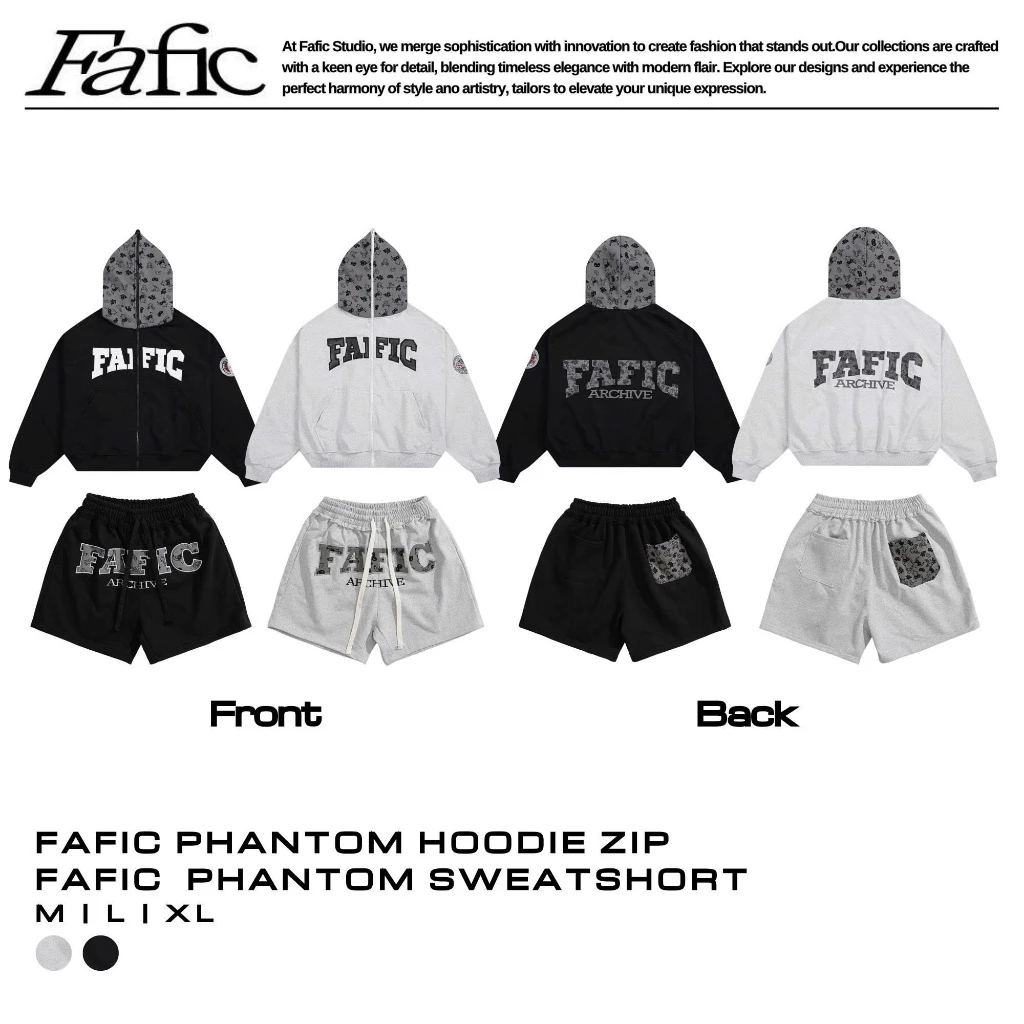 Áo khoác zip dây kéo nỉ Cua FAFIC Phantom Monogram Hoodie không xù chống nắng HOODIE ZIP BIG BOXY FAFIC studio 450gs