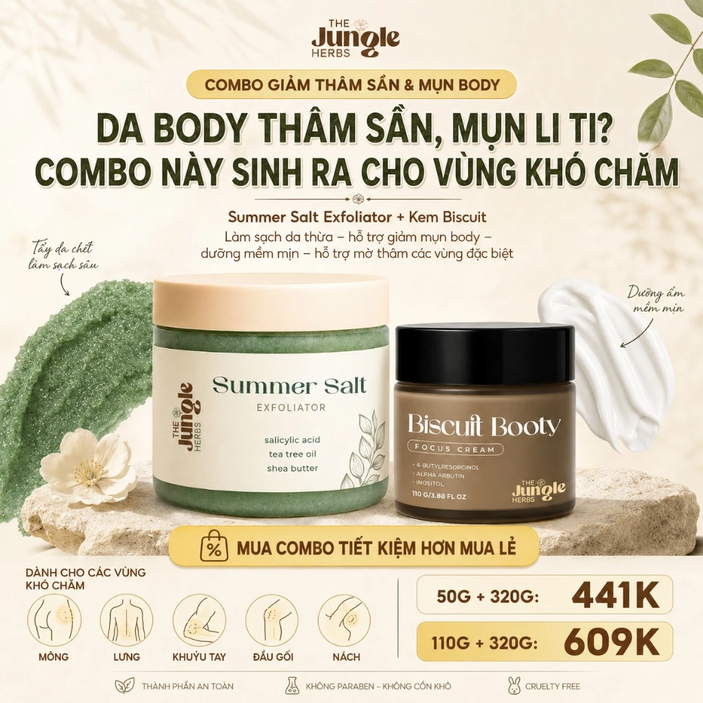 [Combo 2 sản phẩm] - Giảm thâm sần, mụn vùng mông/lưng/khuỷu tay/đầu gối