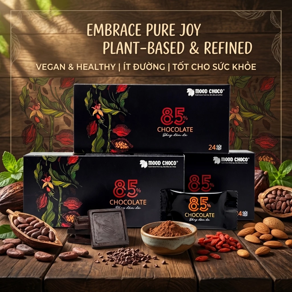 Combo 4 Hộp Socola Đen Đắng Nguyên Chất Cacao MOOD CHOCO Lựa Chọn Tiết Kiệm Cho Gia Đình