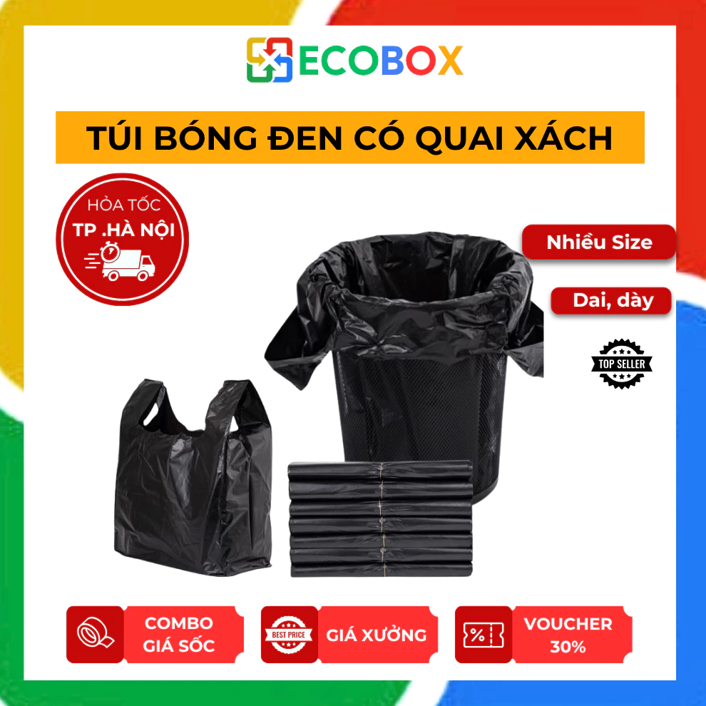 [1KG] Túi Đen Đóng Hàng, Túi Đựng Rác, Cuộn Màng Loại 5kg,10kg,15kg, 20kg, 30kg - Hàng Đẹp Giá Tốt - ECOBOX