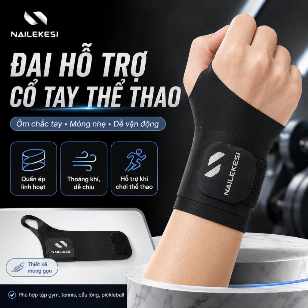 Băng quấn cổ tay thể thao NAILEKESI, bảo vệ khớp giảm đau tránh bong gân NLKS1937