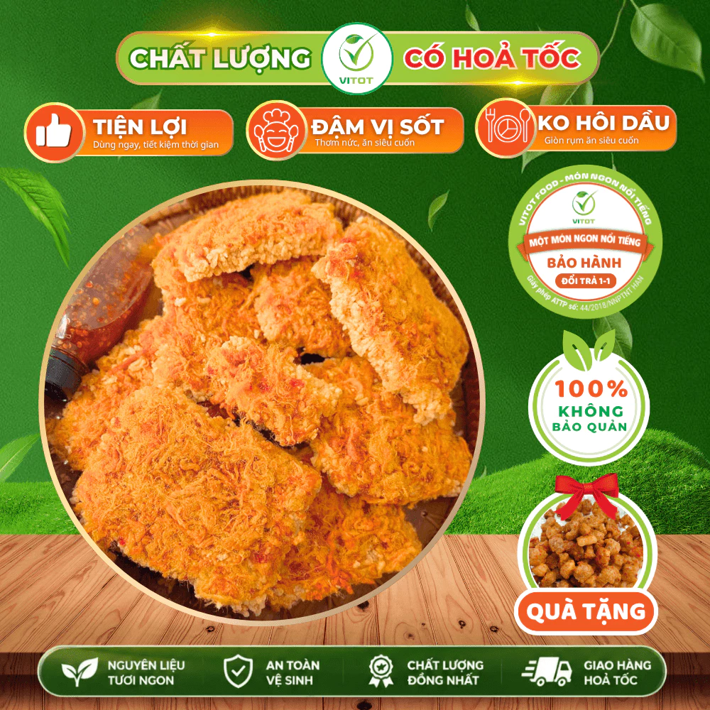 Cơm Cháy Chà Bông VITOT Tặng Tóp Mỡ Cơm Cháy Đáy Nồi Nhiều Ruốc Thơm Ngon Giòn Xốp