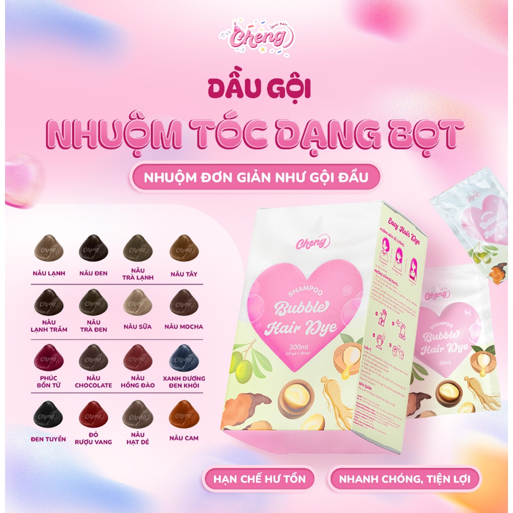 Dầu gội nhuộm tóc tạo bọt, Thuốc nhuộm tóc dạng bọt chiết xuất thiên nhiên…