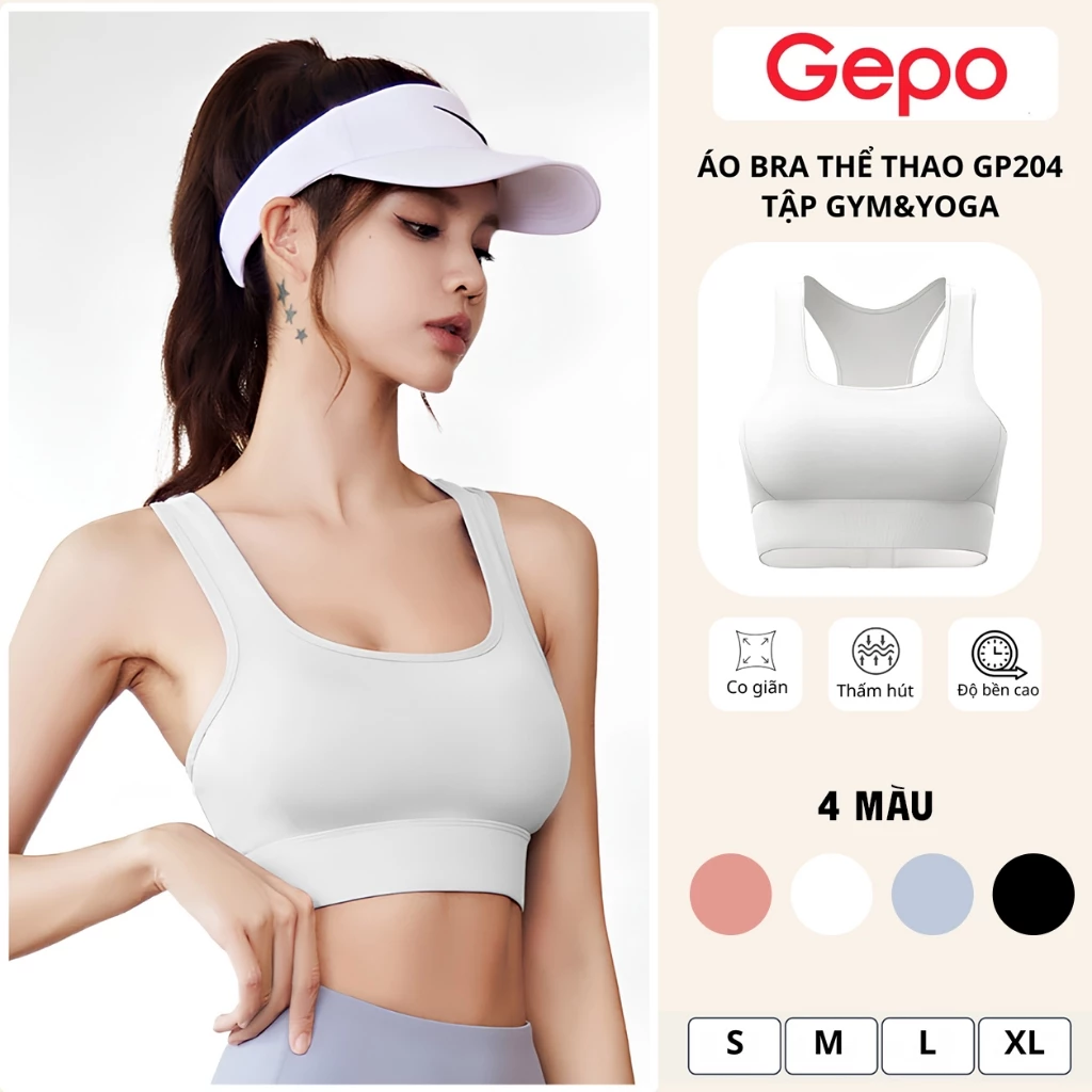 GEPO Áo bra nữ có mút ngực chống sốc tập gym tập yoga cao cấp GP204