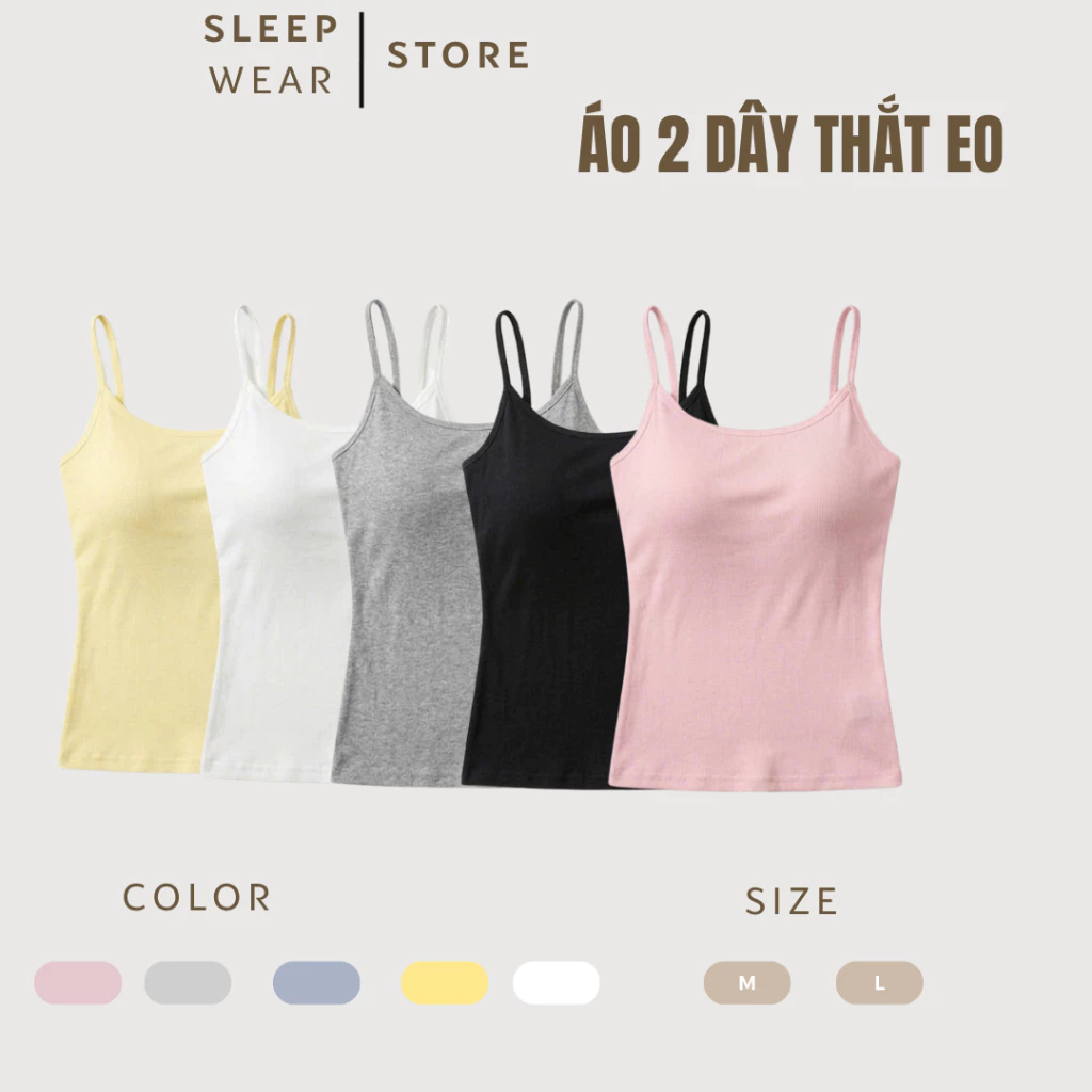 [CÓ MÚT/KHÔNG MÚT] ÁO 2 DÂY THẮT EO HÁCH DÁNG CHẤT COTTON CO DÃN 4C