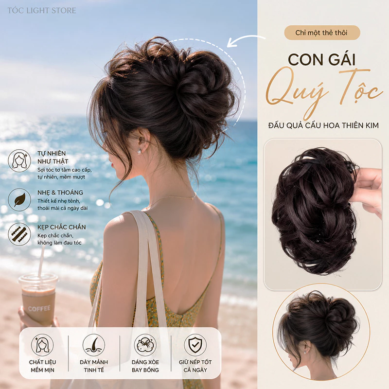 Kẹp tóc giả búi tóc nữ kiểu cổ trang, phong cách gọn gàng, búi sang chảnh thiên kim tiểu thư