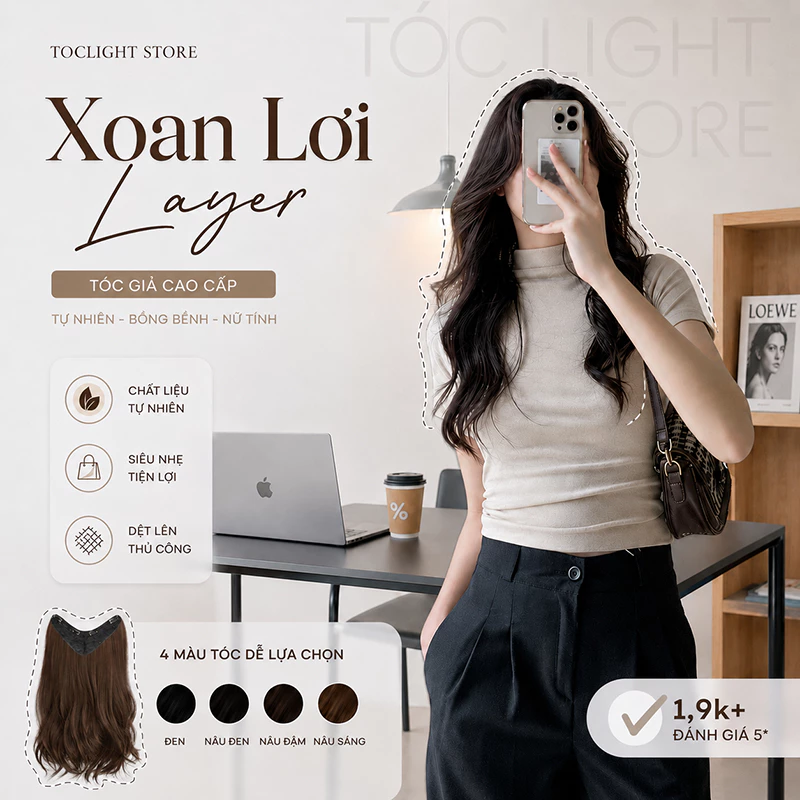 Tóc Giả Kẹp Nửa Đầu Xoăn Lơi 45cm & 60cm Chụp Áo Dài – Tóc Giả Xoăn Sóng, Tóc Thẳng Kẹp Phím Chụp Kỷ Yếu Mùa Thu Hà Nội