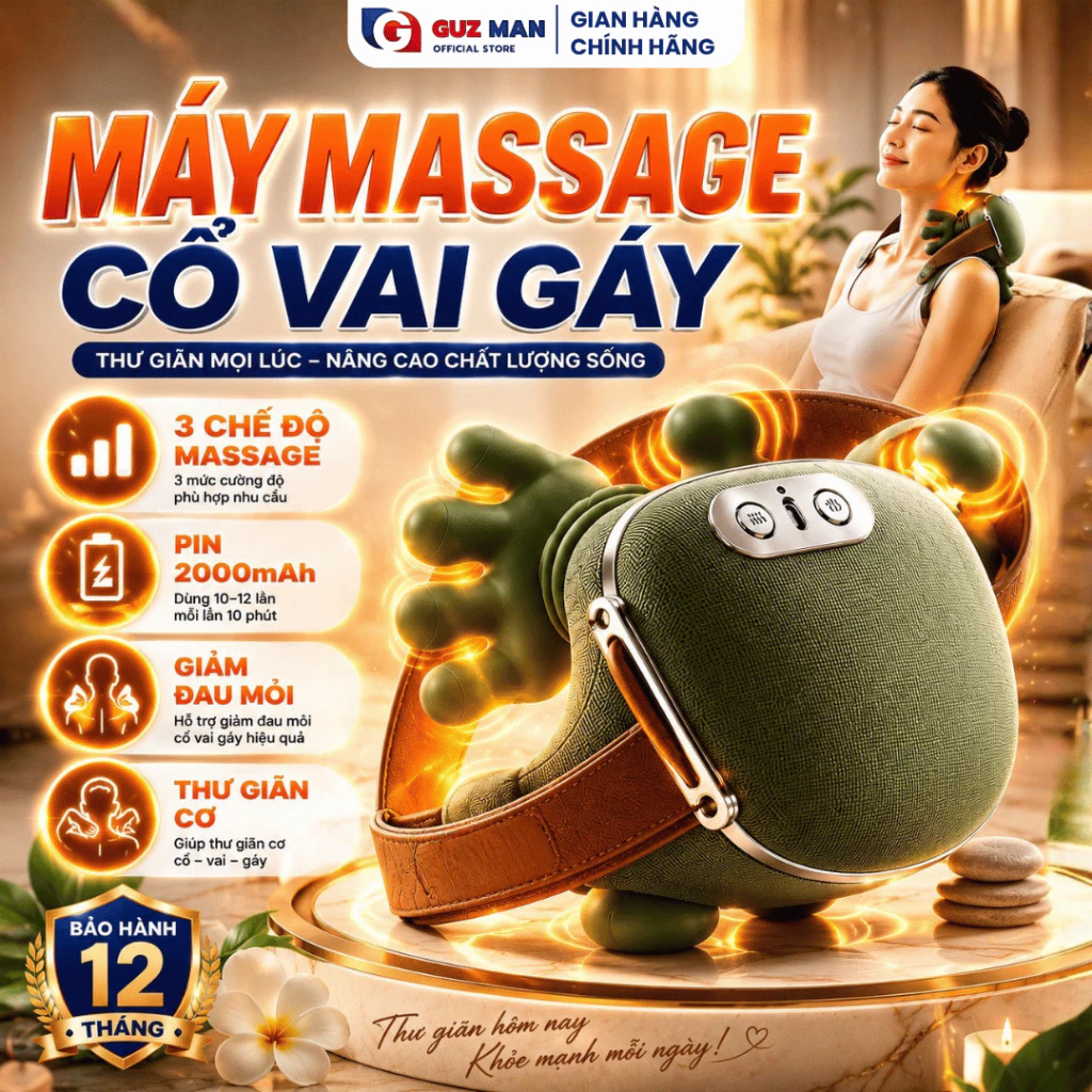 [SSS]Máy Massage Cổ Vai Gáy Mô Phỏng Bàn Tay 3 Chế Độ Pin 2000mAh Giảm Đau Mỏi Cơ Thư Giãn Toàn Diện