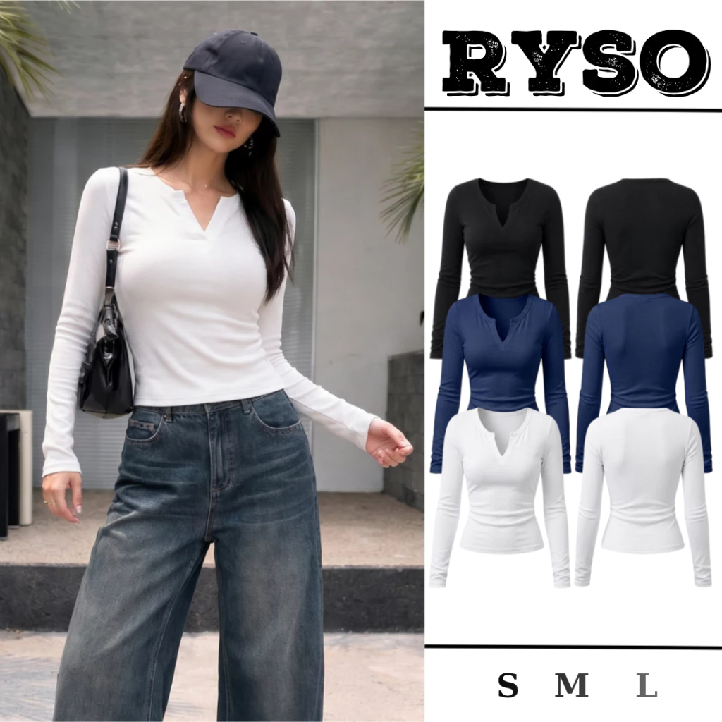 Áo Thun Tay Dài Nữ Cổ Trụ Dáng Dài Ôm Body Chất Vải Borip Gân Co Giãn Thoải Mái Tôn Dáng TD09 RYSO