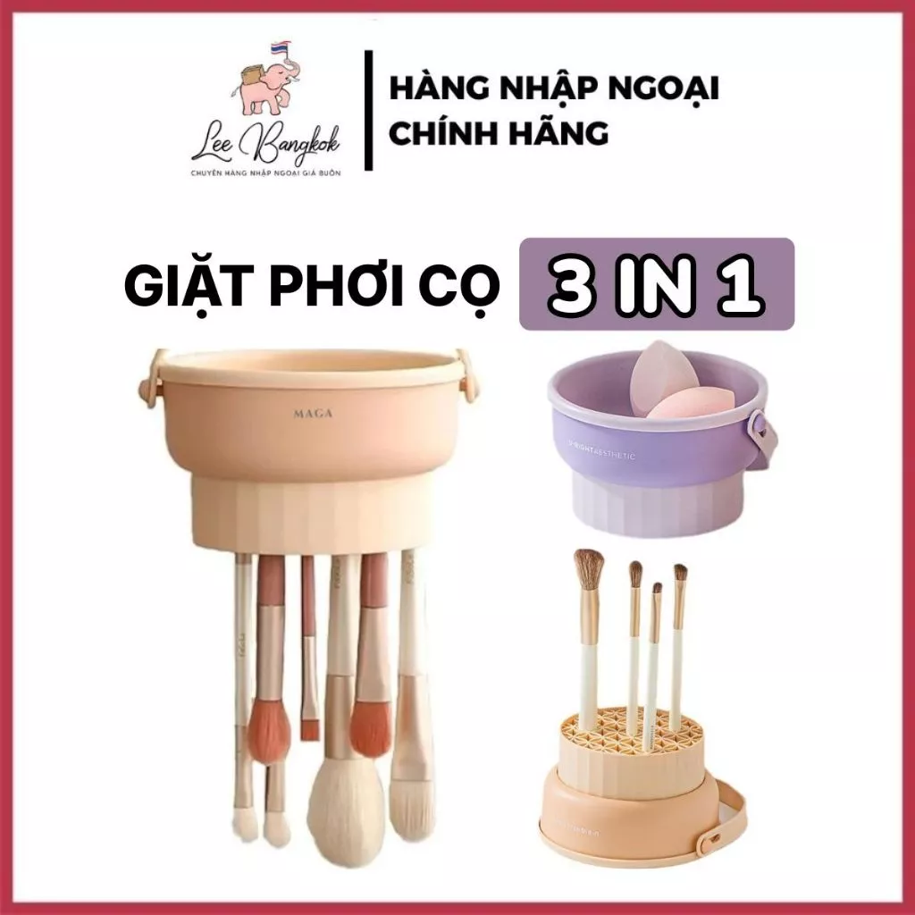 Hộp Phơi - Rửa Và Giặt Cọ 3 In 1 Đa Năng Tiện Dụng Chất Liệu Silicon Bền Bỉ Giặt Bông Mút Và Phụ Kiện Makeup