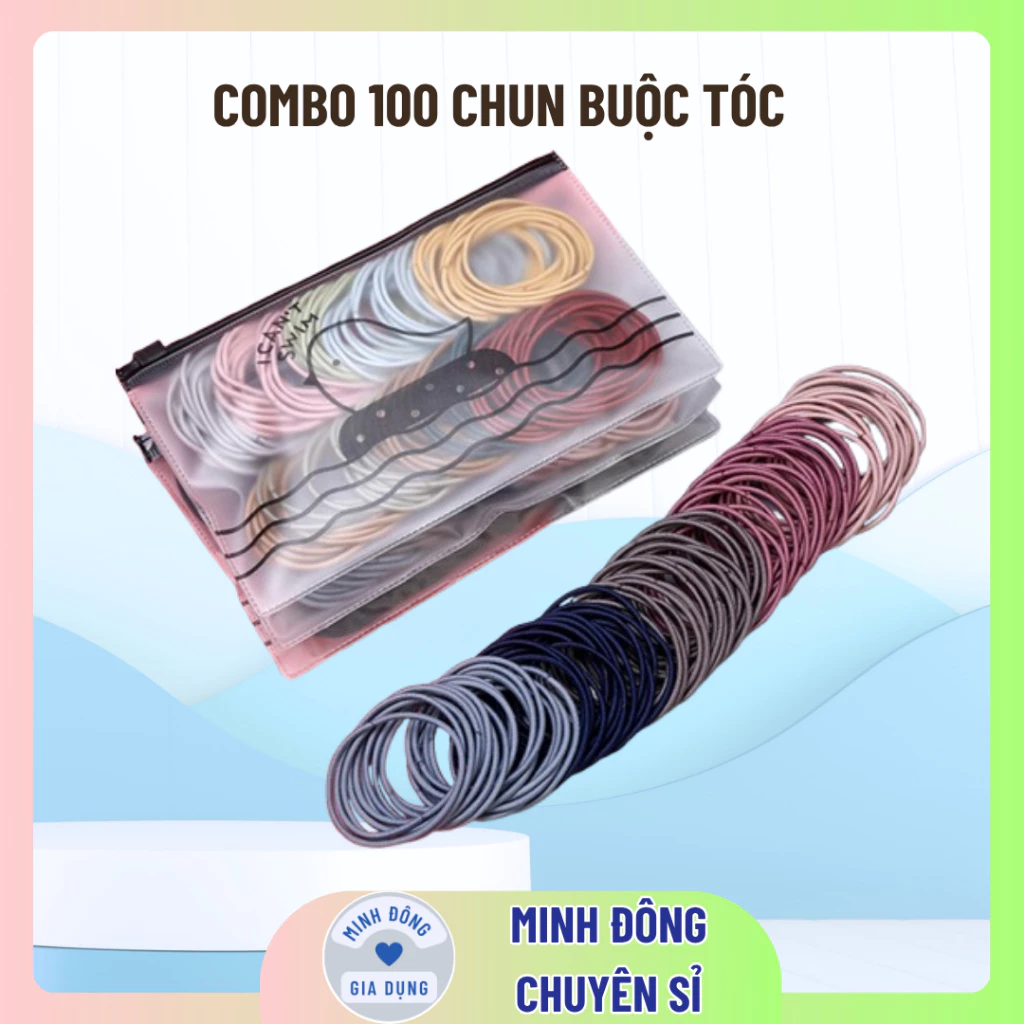 COMBO 100 chun buộc tóc - thun cột tóc trơn nhiều màu cho bạn gái
