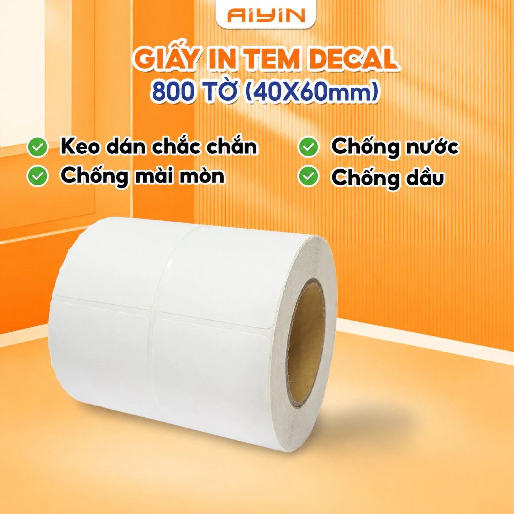 Giấy In Tem Dạng Cuộn Khổ 30x40, 40x60mm 800 Tờ In Tem Mã Vạch, Tem Sản Phẩm Dùng Cho Máy In Nhiệt