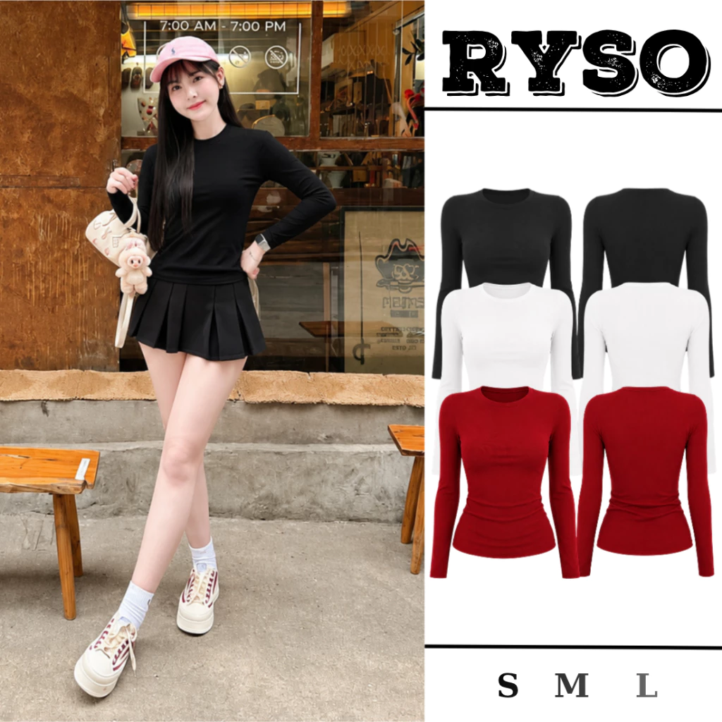 Áo Thun Tay Dài Cổ Tròn Trơn Basic Chất Borip Lụa Mềm Mịn Dáng Dài Ôm Body Tôn Dáng TD01 RYSO STORE