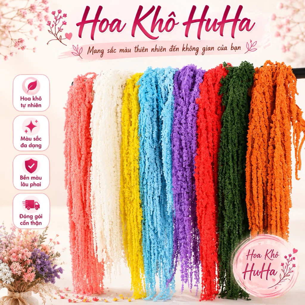 Dền rũ hoa khô cao cấp , hoa trang trí decor, phụ kiện cắm hoa, bó hoa cưới ,trang trí để bàn