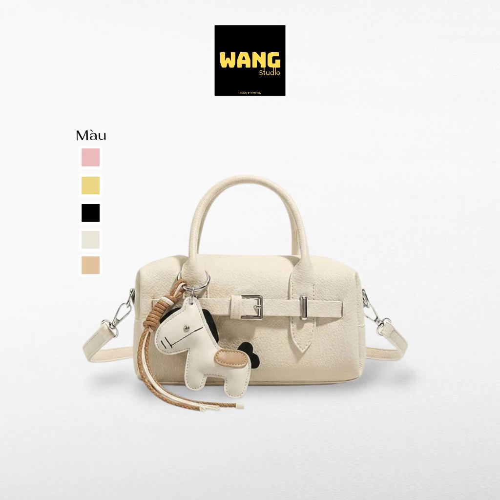 Túi xách nữ, túi đeo chéo cầm tay da mềm size 20cm tặng kèm charm ngựa nhiều màu sắc (ms199)