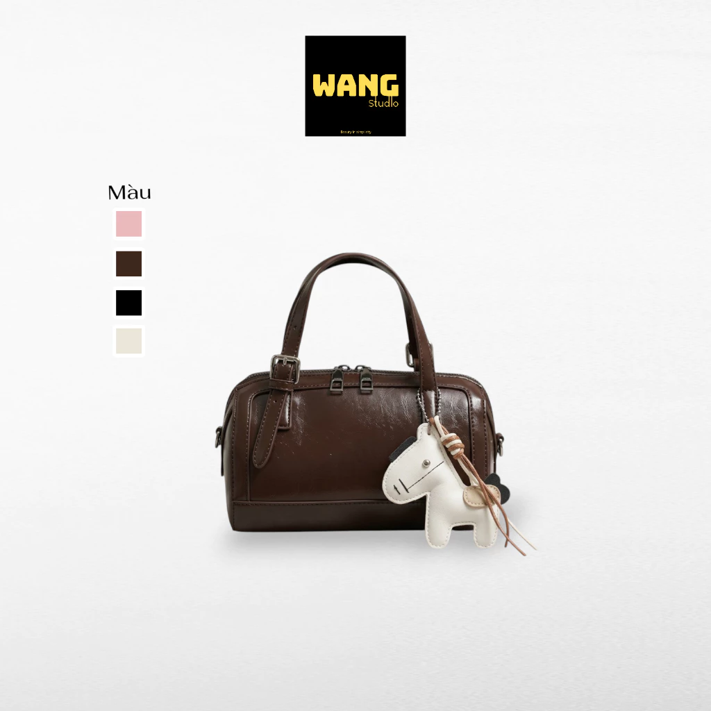 Túi xách nữ dáng trống size 20cm, túi đeo chéo nữ nhỏ xinh, da mềm, tặng kèm charm (ms202)