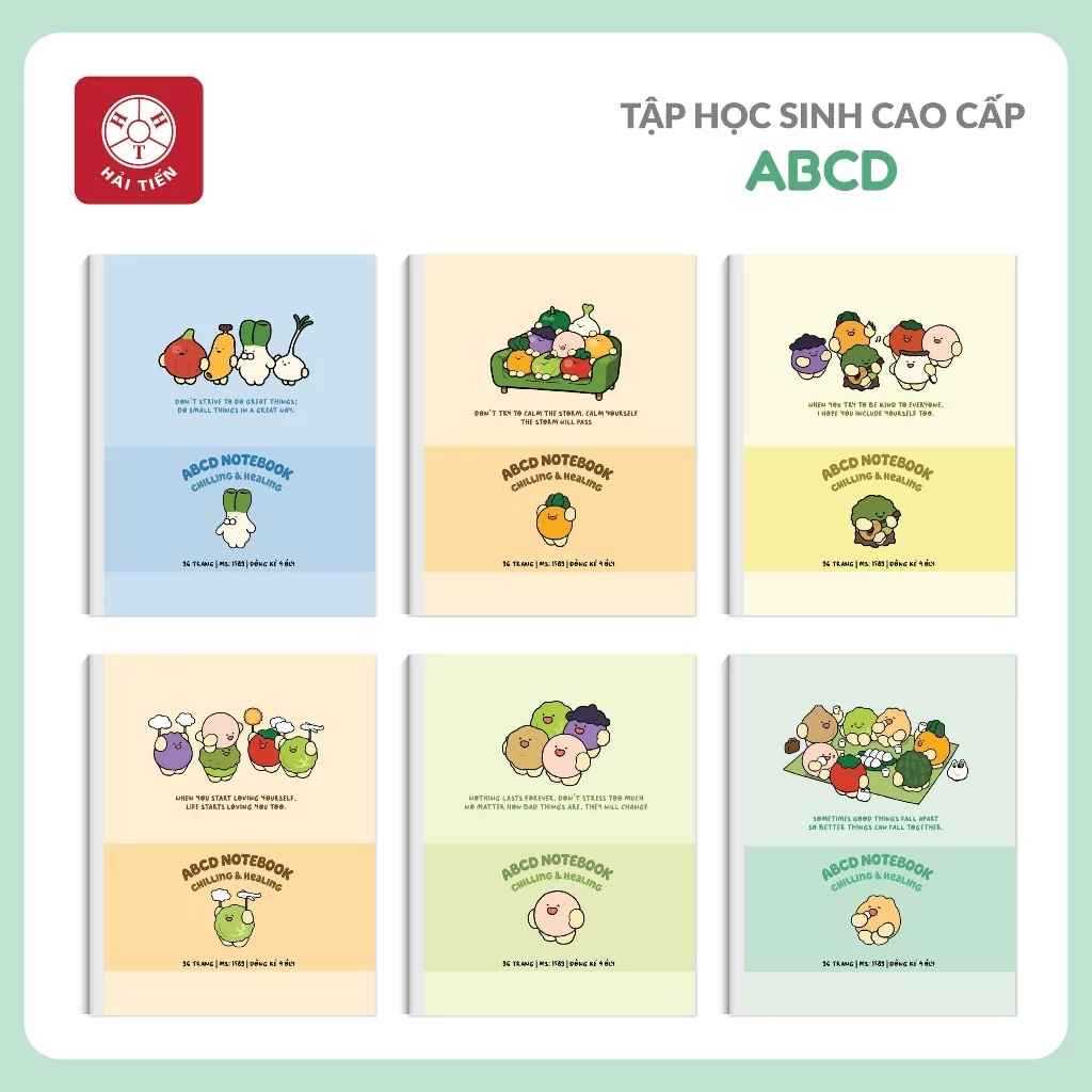 HẢI TIẾN Tập ô ly [Miền Trung + Miền Nam] ABCD - ĐL 80g/m2 - 4,5 ly caro - 4 ly ngang (96/200 trang) - KT 158x205