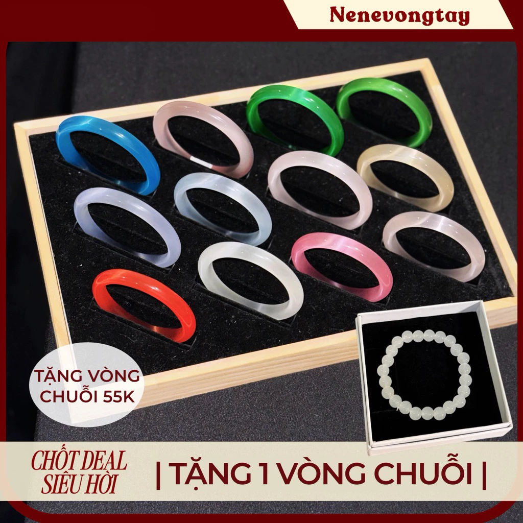 [Tặng vòngchuỗi] Vòng tay Mắt mèo Bạch Nguyệt Quang - dày 9-10mm - tặng chuỗi trắng