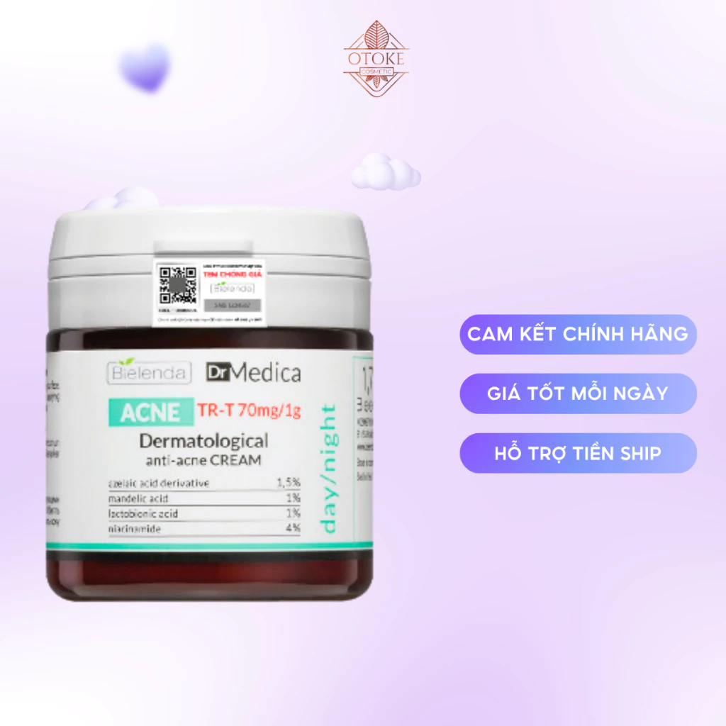 [TRỢ GIÁ] Kem dưỡng cho da dầu mụn Bielenda Dr. Medica Anti-acne Dermatological 50ml giúp giảm mụn, mờ thâm