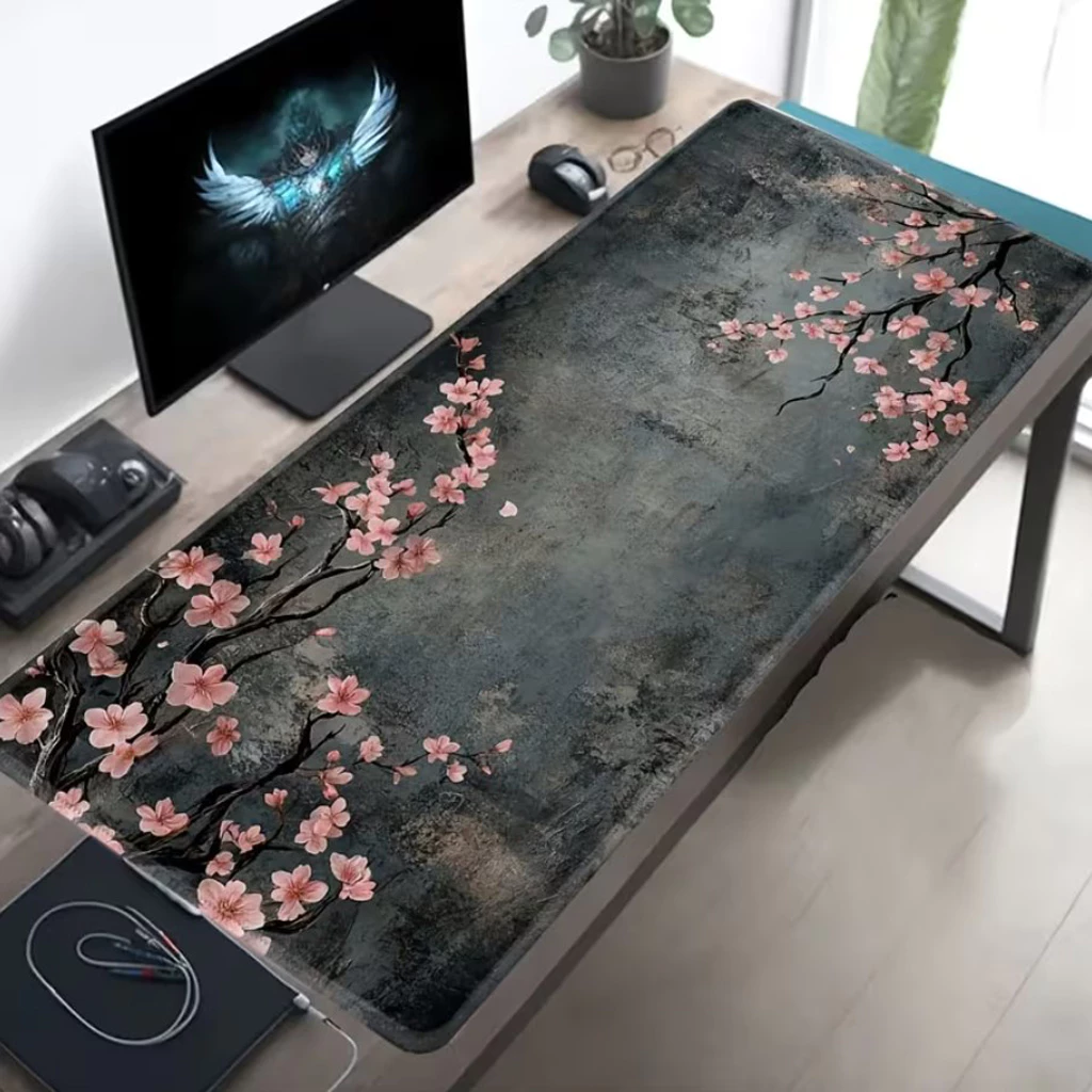 Lót Chuột Gaming Sakura Nhật Bản Techstar – Mousepad Cỡ Lớn  Deskmat Cao Cấp Chống Trượt