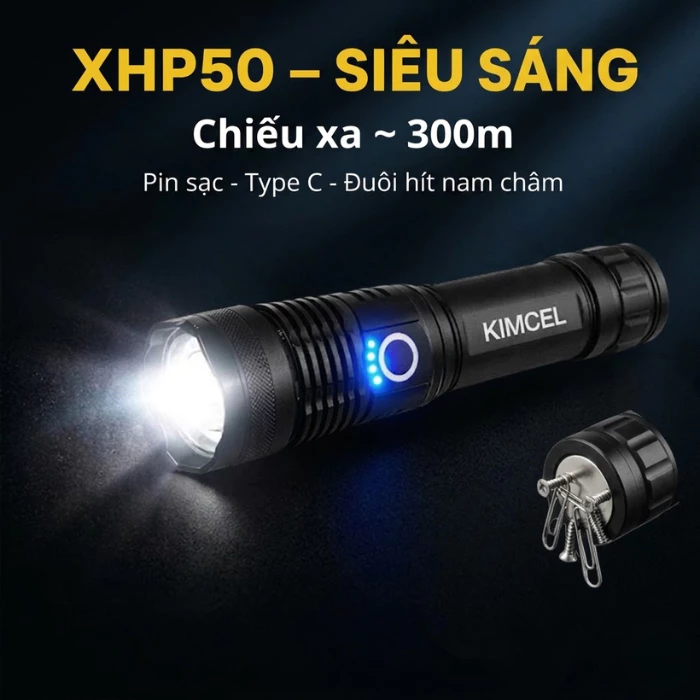 Đèn pin siêu sáng XHP50-Sản phẩm chính hãng -Đèn pin cầm tay