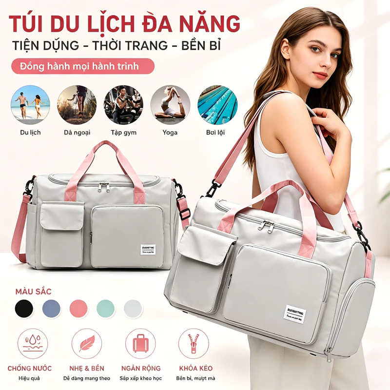 Túi du lịch cỡ lớn đựng quần áo túi trống thể thao túi xách du lịch nam nữ nhiều ngăn đựng quần áo tiện dụng.1319