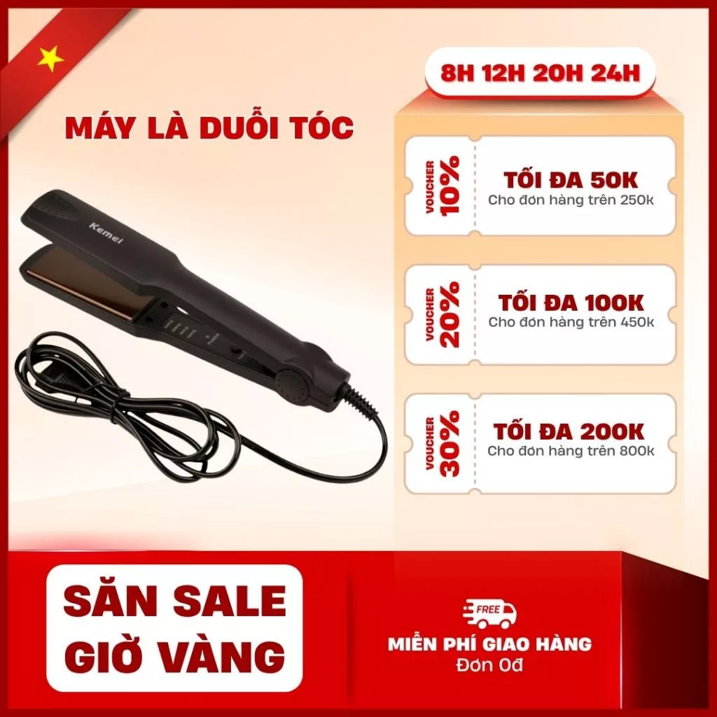 Máy Là Tóc Duỗi Tóc 4 Nấc Nhiệt Bản Pro Size To KEMEI PRO_KM329 - Máy tạo kiểu tóc, Bảo Hành 12 Tháng Rất Dẽ Sử Dụng New