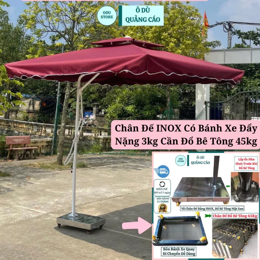 Ô,dù che nắng che mưa ngoài trời 2,5m (Có chân đế)