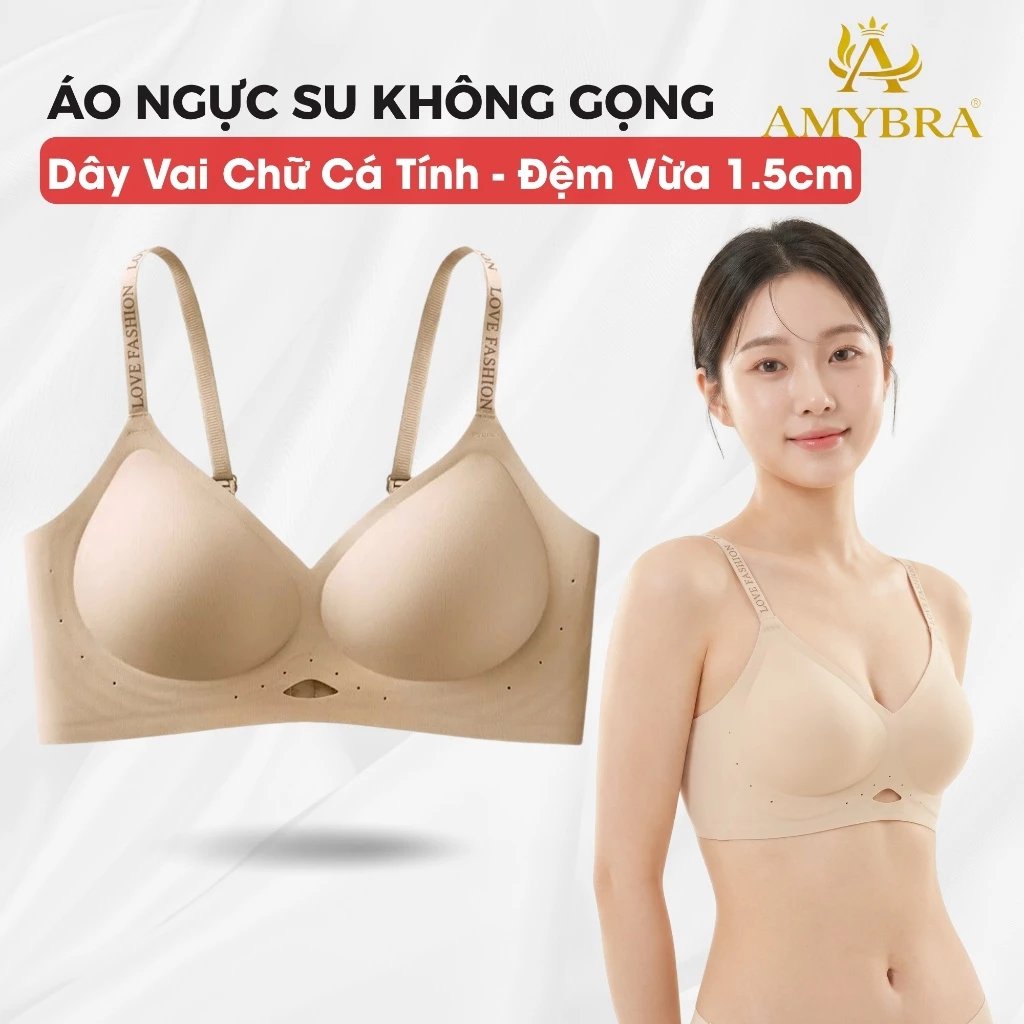 [ Deal Hời ] Áo Ngực Đúc Su Khoét Giọt Nước Thoáng Khí, Áo Lót Nữ Mút Liền Tàng Hình AMYBRA A960