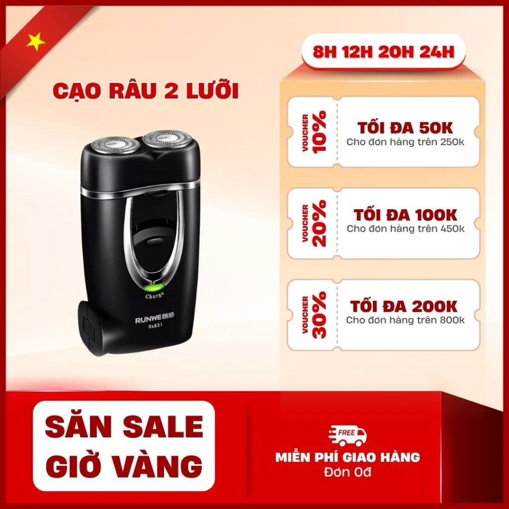 Máy Cạo Râu Mini 2 Lưỡi Cạo Nổi Máy Cạo Râu Đa Năng Đầu Cạo Chống Nước Đèn Rọi Ray  R2 New