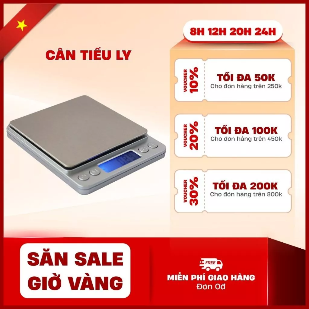 Cân tiểu ly điện tử , cân điện tử nhà bếp 3kg tặng kèm khay đựng đồ và 2 viên pin AAA New