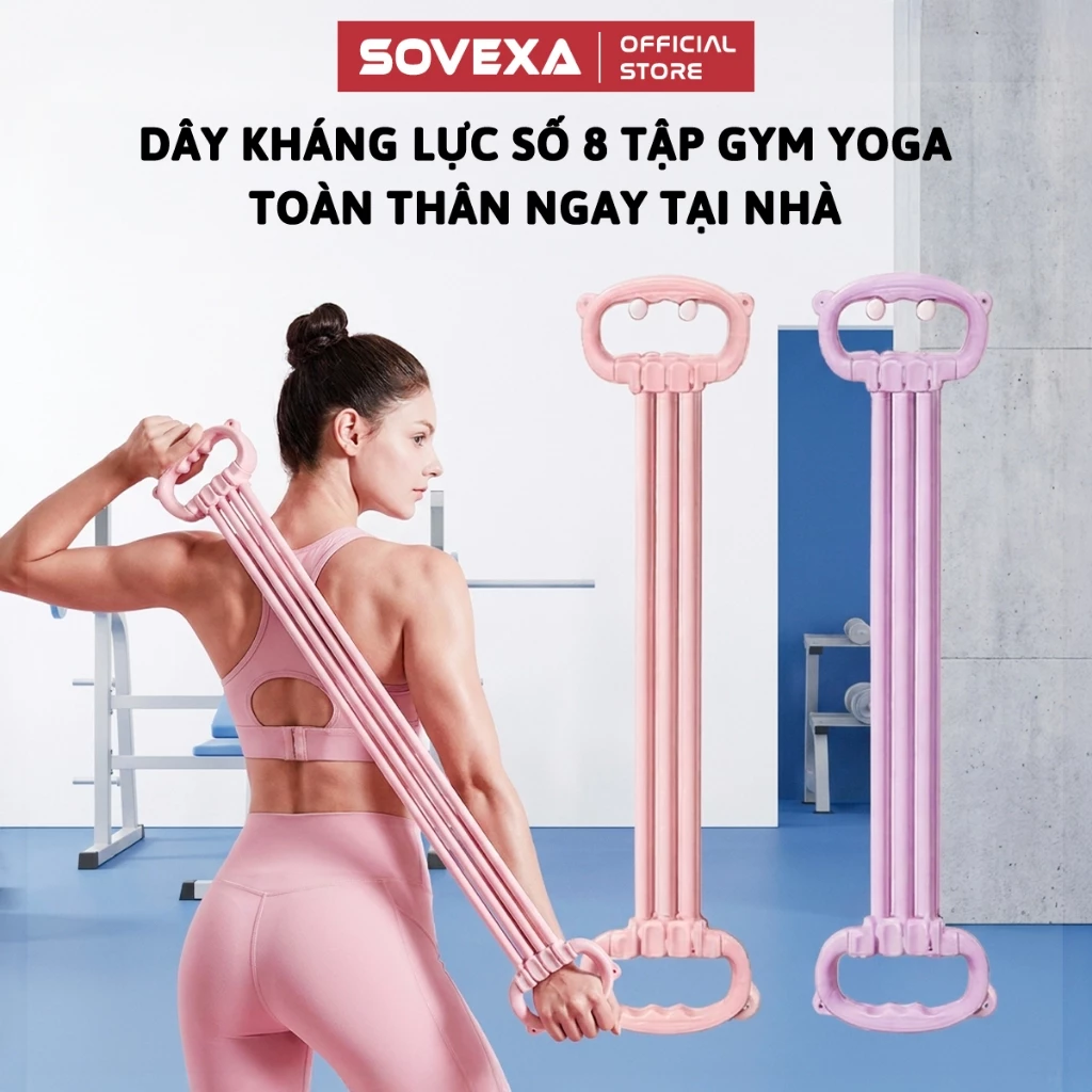 Dây Kháng Lực Số 8 Điều Chỉnh 6 Mức Lực Tai Mèo Sovexa, Dụng Cụ Tập Hỗ Trợ Vai Lưng Toàn Diện