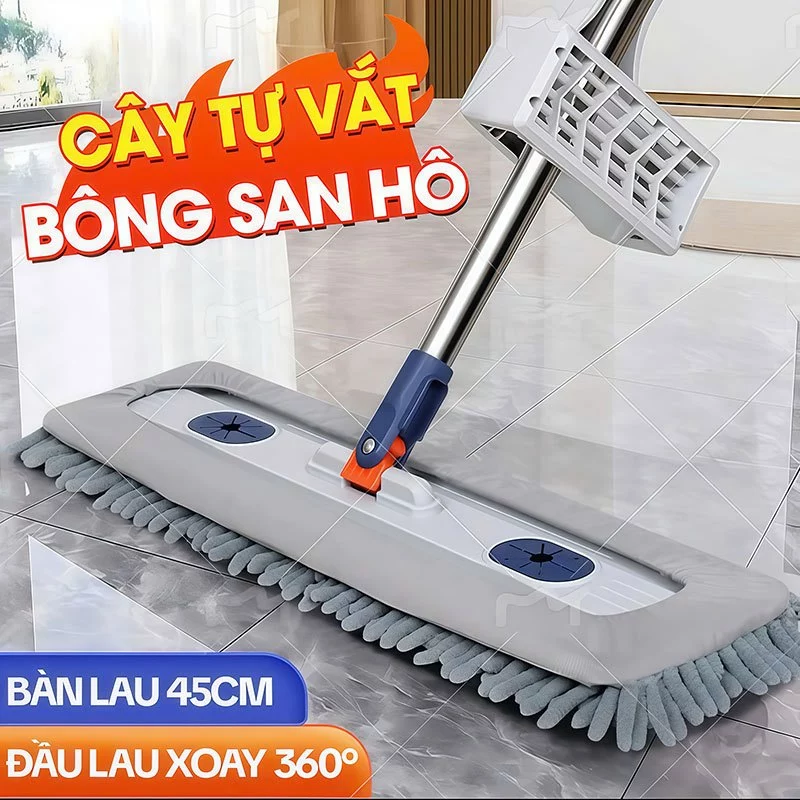 [ HỎA TỐC ] Cây Lau Nhà Tự Vắt Thông Minh Xoay 360 Độ 2 Bông Lau