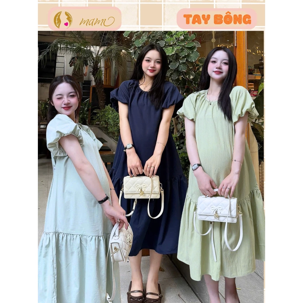 Đầm váy bầu công sở MAMI MS2101 chất liệu text hanf  form dáng dài chân cá giúp mẹ bầu thoải mái mát mẻ ngày hè váy hef