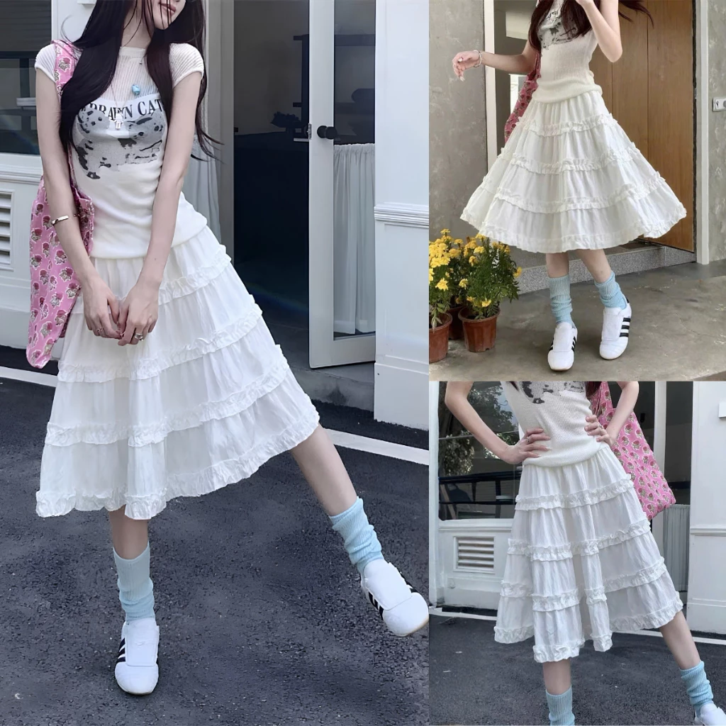 Chân váy lửng 4 đường bèo dáng xòe chữ A mùa hè Renee Store - V588