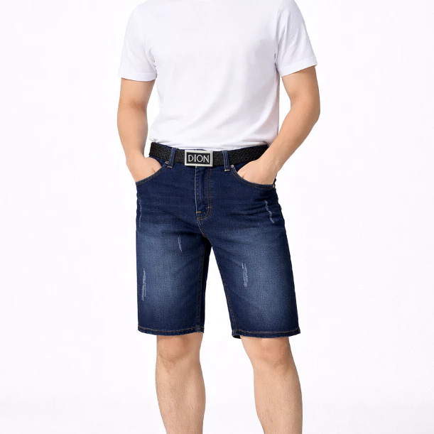 Quần Short Jean WashtCào Andromeda Phom Đứng Cho Nam Màu Xanh Đậm Chất Cotton Dày Đẹp Không Ra Màu