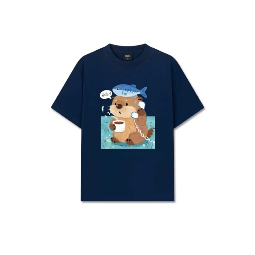 Áo Thun Bear & Fish Dễ Thương, Hình In Sắc Nét Vải Đẹp Mềm Mịn Dày Dặn, Cotton Dày Dặn 2 Chiều Form Rộng Thoáng Mát